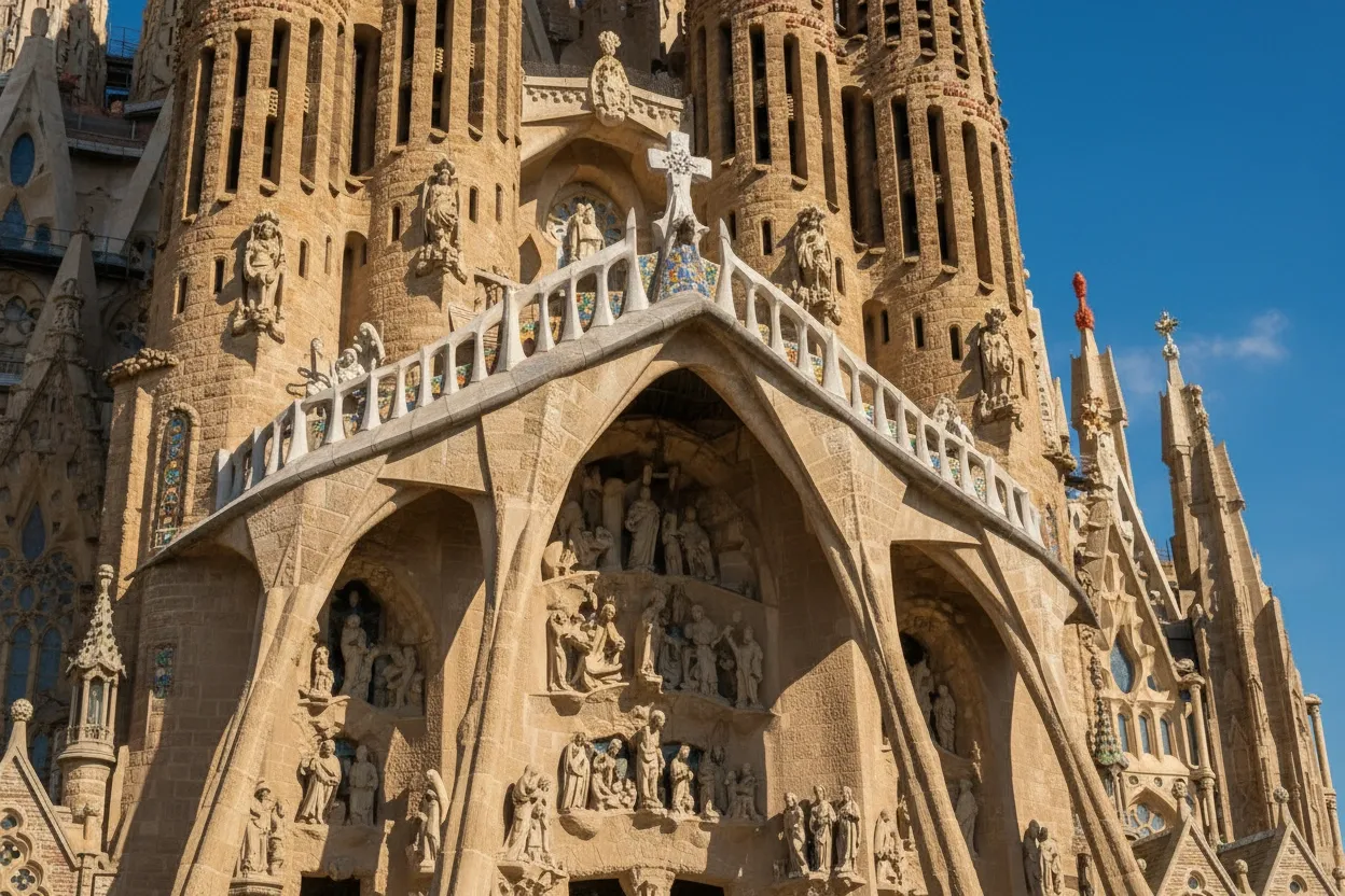 Sagrada Familia Barcelona cathedral colorful facade